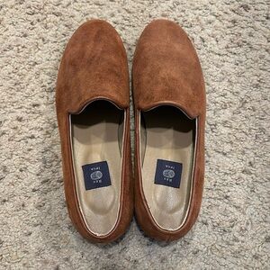 Res Ipsa Italian Suede Slip-On Loafers in Chestnut Brown